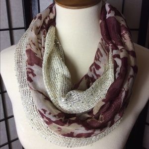 Burgundy & Ivory Sequined Infinity Scarf!